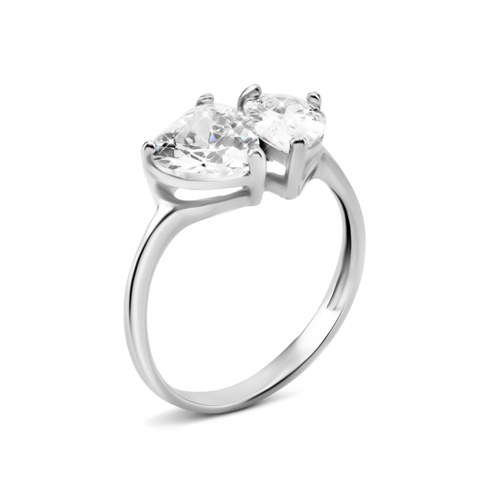 Срібна каблучка з фіанітами. Артикул UG5к1365Rh