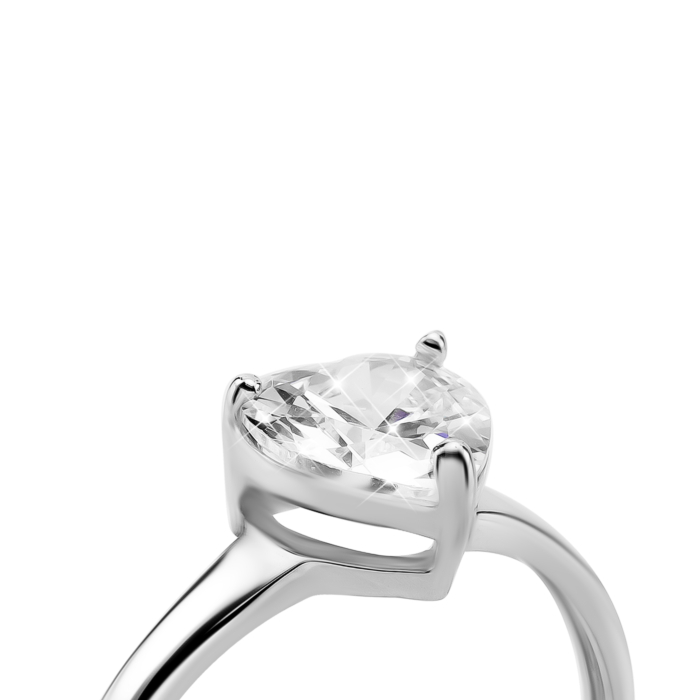 Серебряное кольцо с фианитом. Артикул UG5к1366Rh