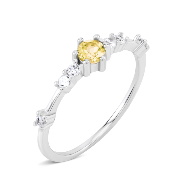 Серебряное кольцо с хризолитом и фианитами. Артикул UG5SZDR31505-2