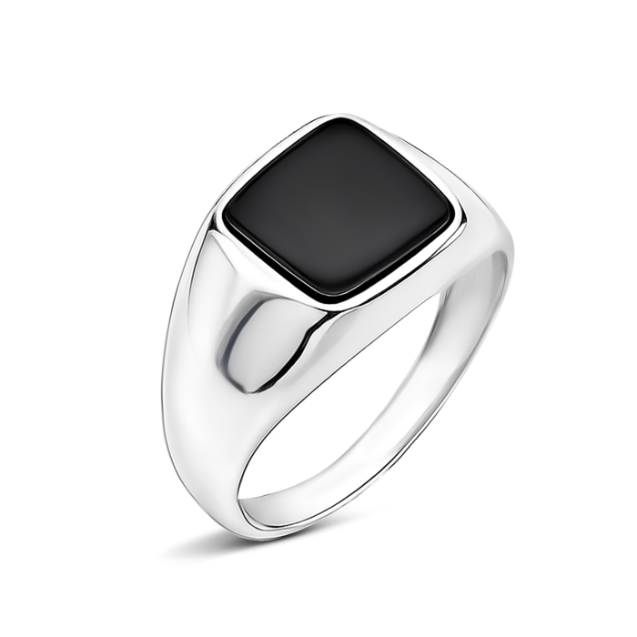Серебряное кольцо с ониксом. Артикул UG5718К.Rh