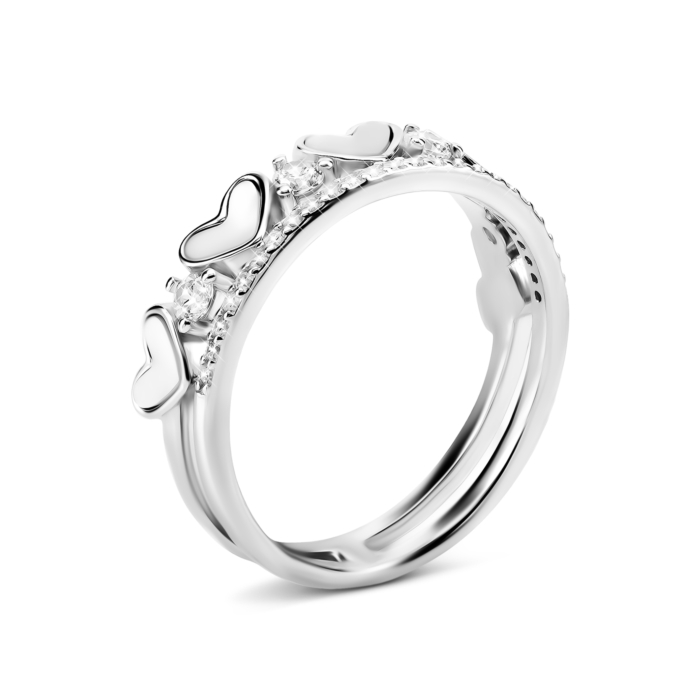 Срібна каблучка з перламутром та фіанітами. Артикул UG5TA11950