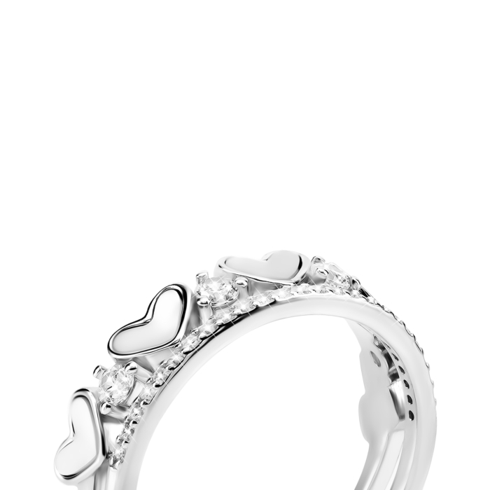 Срібна каблучка з перламутром та фіанітами. Артикул UG5TA11950