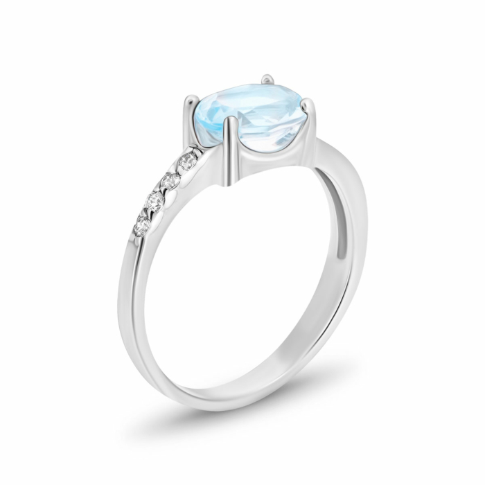 Серебряное кольцо с топазом и фианитами.Артикул UG5к1272топRh