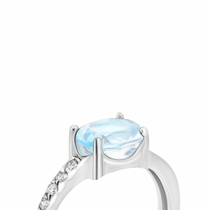 Серебряное кольцо с топазом и фианитами.Артикул UG5к1272топRh