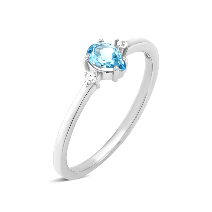 Серебряное кольцо с топазом и фианитами. Артикул UG5SZDR92096