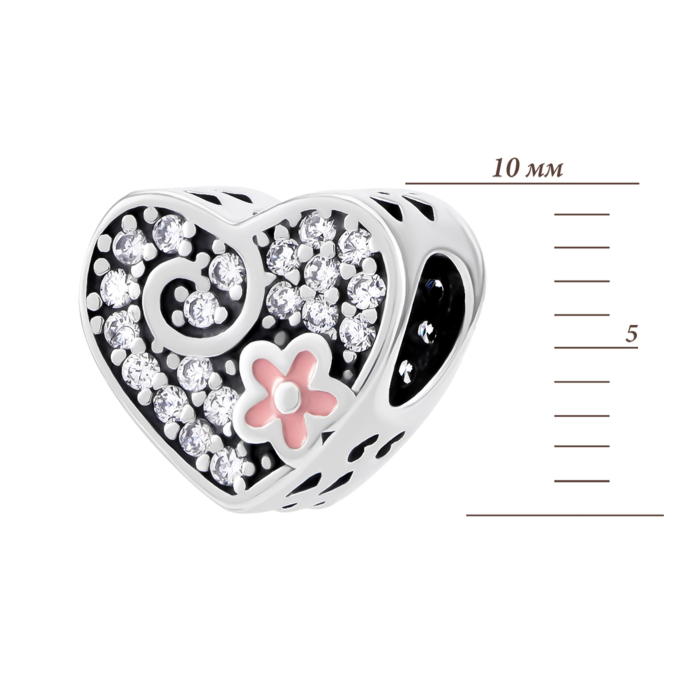Срібна намистина шарм з емаллю та фіанітами. Артикул UG5PK00666