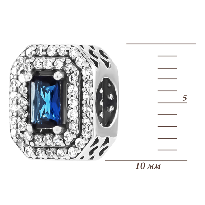 Серебряная бусина шарм с фианитами. Артикул UG5PK00019