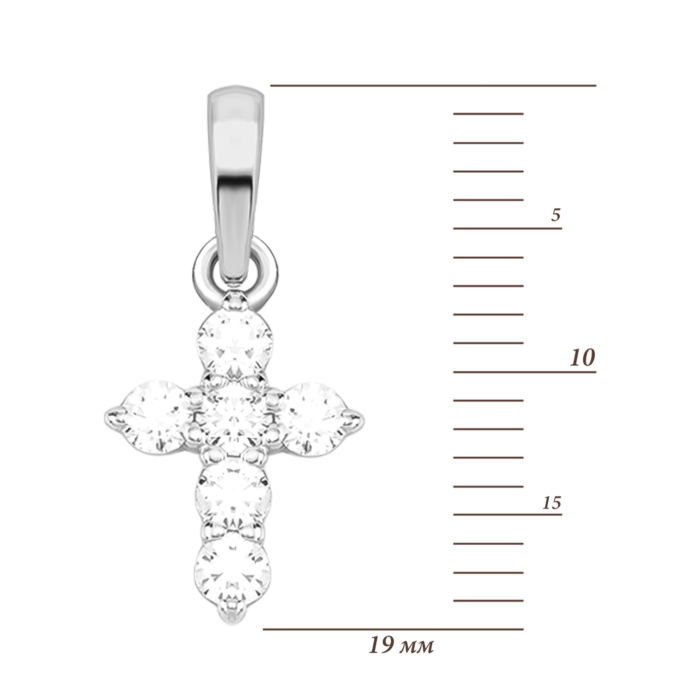Срібна підвіска Хрестик з фіанітами. Артикул UG539174