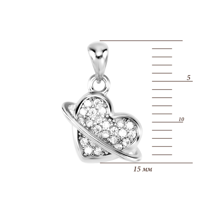 Срібна підвіска Серце з фіанітами. Артикул UG5PG01261
