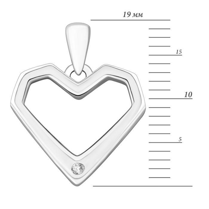 Срібна підвіска Серце з фіанітом.Артикул UG5EP00042