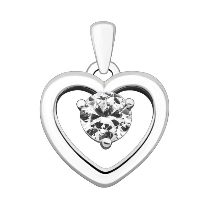 Срібна підвіска Серце з фіанітом.Артикул UG5PE41045