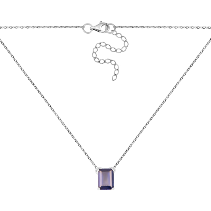 Срібне кольє з гідротермальним сапфіром. Артикул UG58181р-HSPH