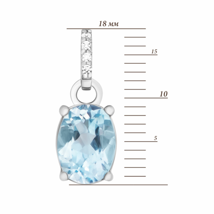 Срібна підвіска з топазом і фіанітами.Артикул UG5п1272топRh