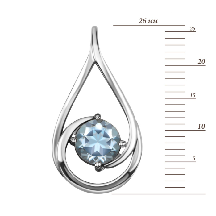 Срібна підвіска з топазом і фіанітами. Артикул UG5п1275топ