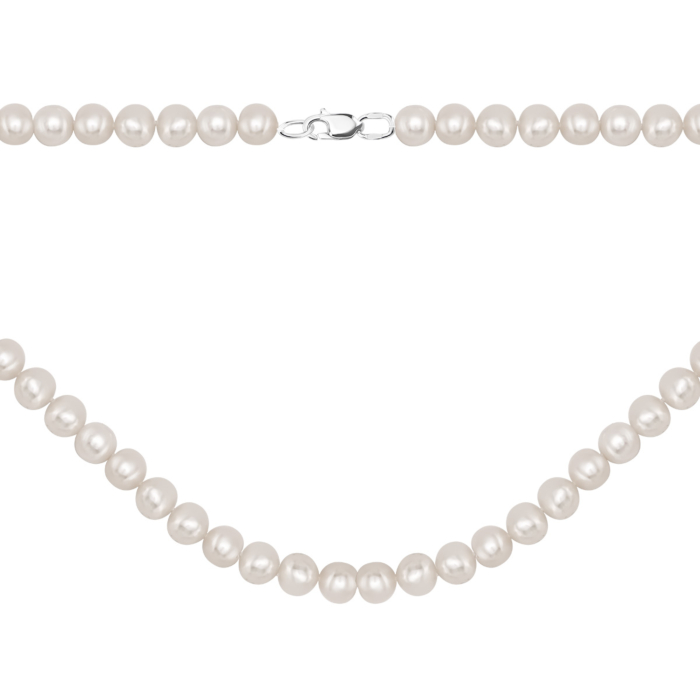 Серебряное колье с жемчугом. Артикул UG5PS7638б