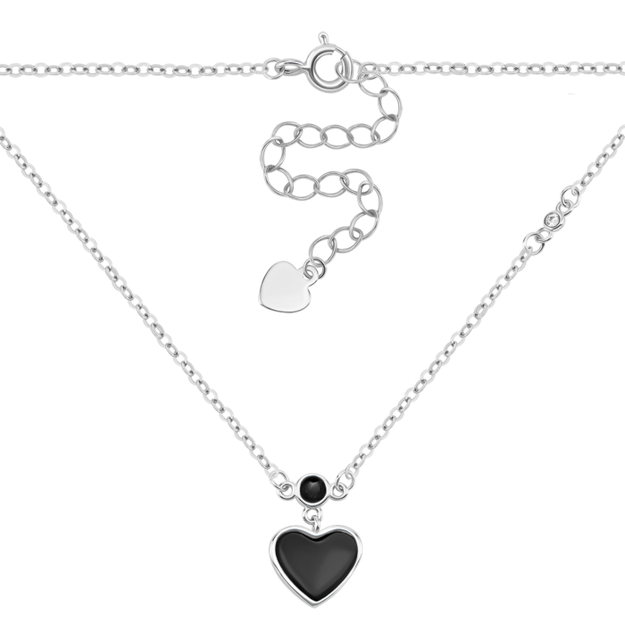 Срібне кольє з емаллю та фіанітом. Артикул UG5JC02411