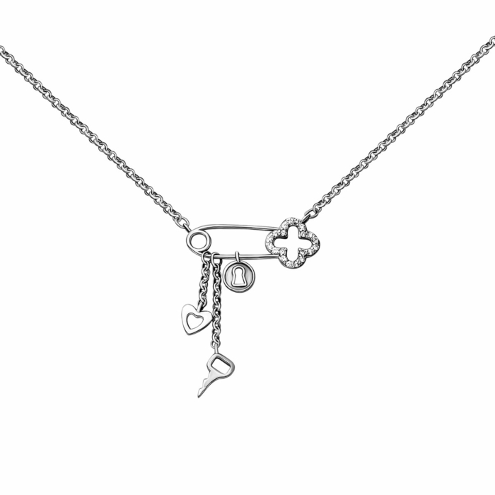 Серебряное колье с фианитами.Артикул UG51234Кол.Rh