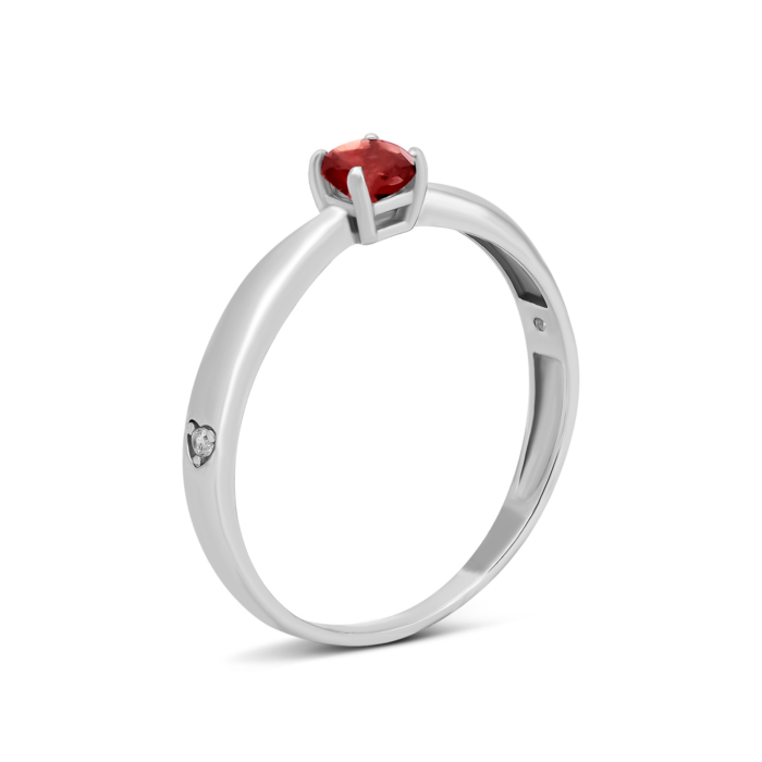 Срібна каблучка з гранатом і фіанітами.Артикул UG51182К.г.Rh