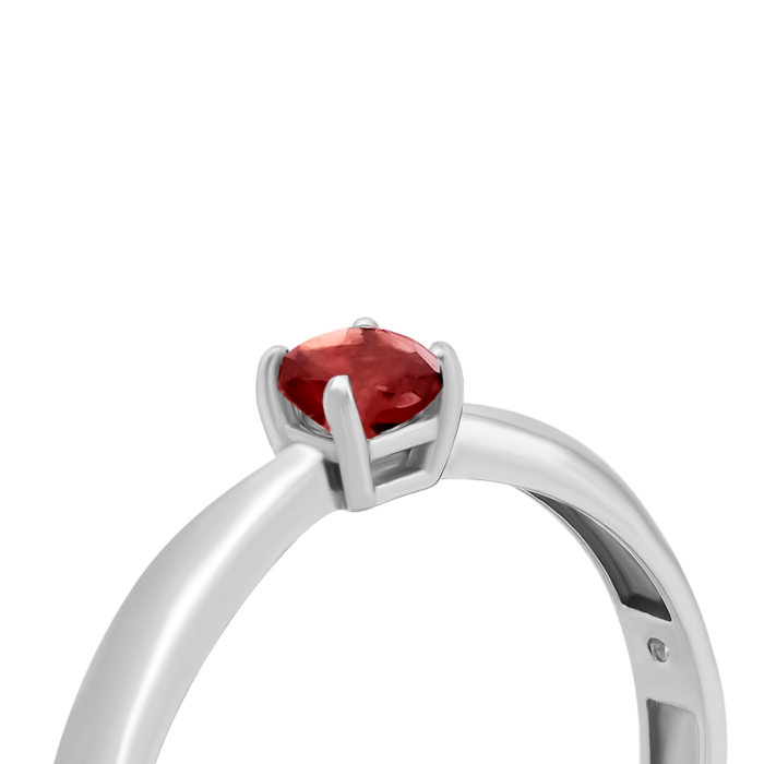 Срібна каблучка з гранатом і фіанітами.Артикул UG51182К.г.Rh