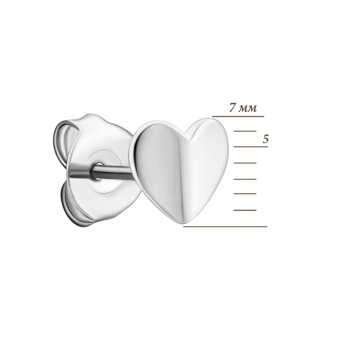 Серебряные пуссеты Сердце. Артикул UG5JB00557