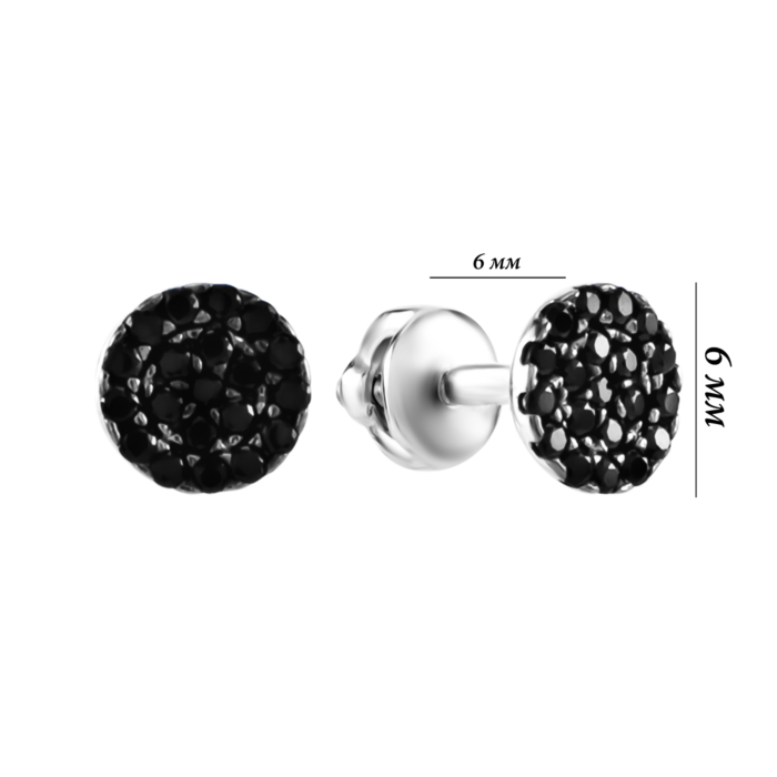 Серебряные пусеты с фианитами. Артикул UG52590ч/1р-CZ