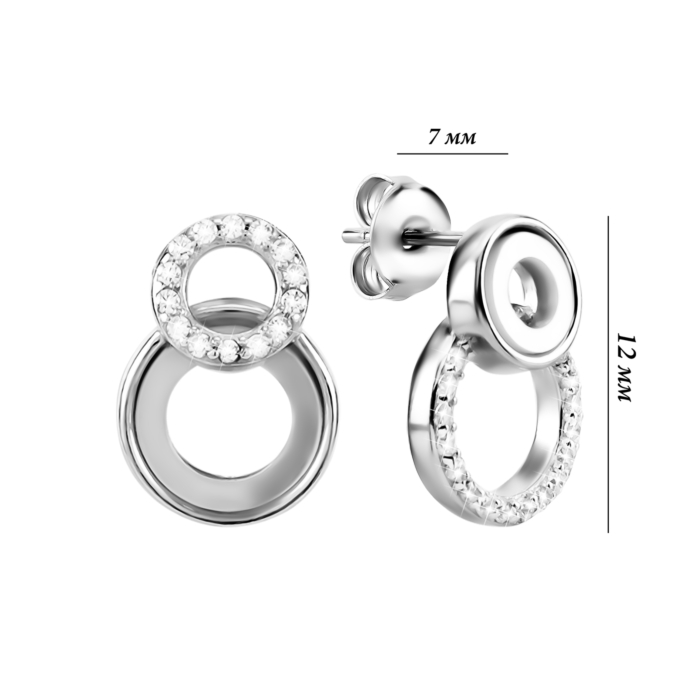 Серебряные пусеты с перламутром и фианитами. Артикул UG5B12522