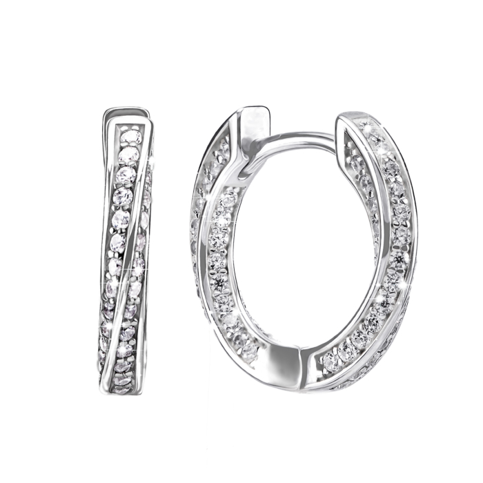 Серебряные серьги-конго с фианитами. Артикул UG5B02913