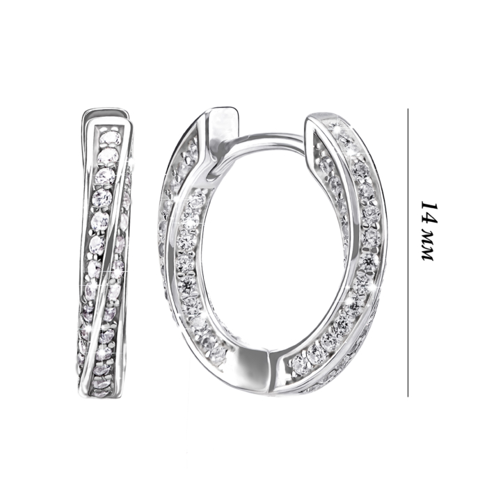 Серебряные серьги-конго с фианитами. Артикул UG5B02913