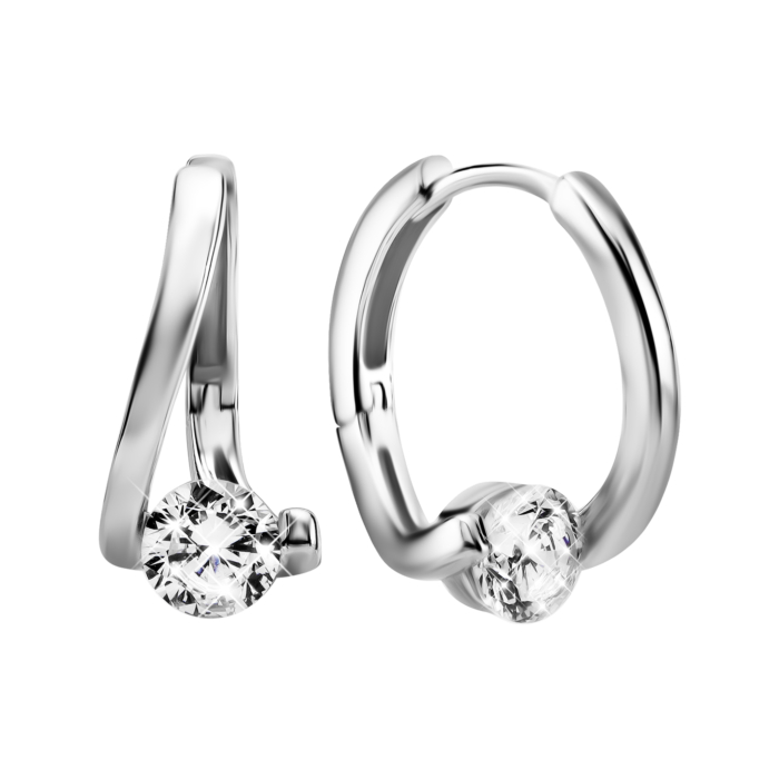 Срібні сережки-конго з фіанітами. Артикул UG5SE01648