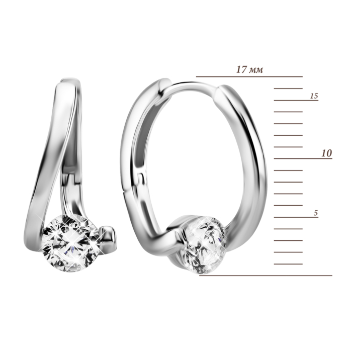 Срібні сережки-конго з фіанітами. Артикул UG5SE01648