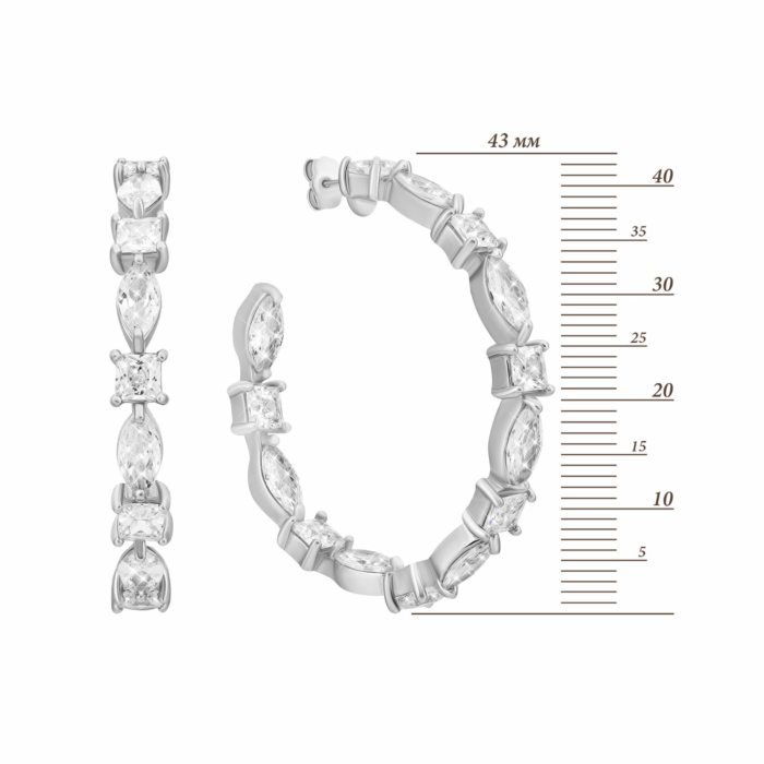 Срібні сережки-конго з фіанітами.Артикул UG5E30495-BH