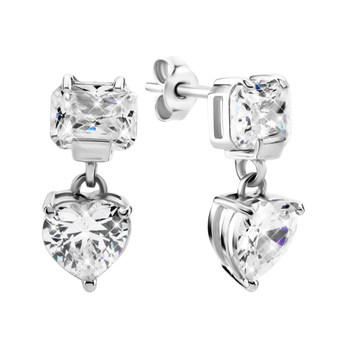 Серебряные серьги-подвески c фианитами. Артикул UG5с1373Rh