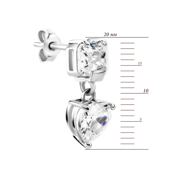 Серебряные серьги-подвески c фианитами. Артикул UG5с1373Rh