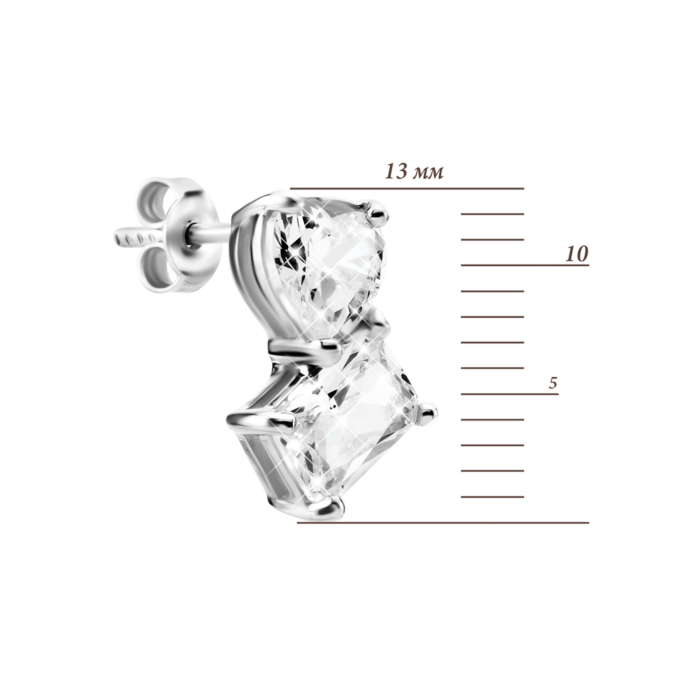 Серебряные серьги-подвески c фианитами. Артикул UG5с1379Rh