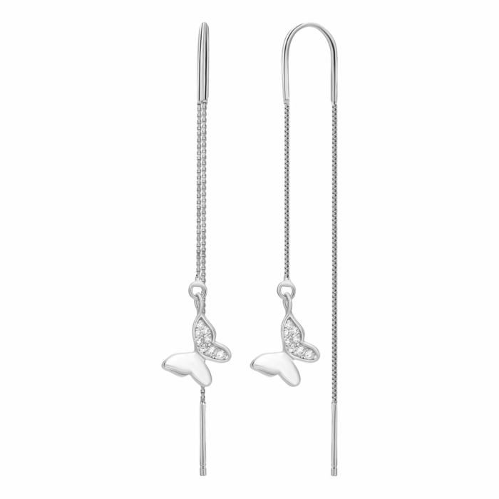 Серебряные серьги-протяжки c фианитами.Артикул UG5SE00518
