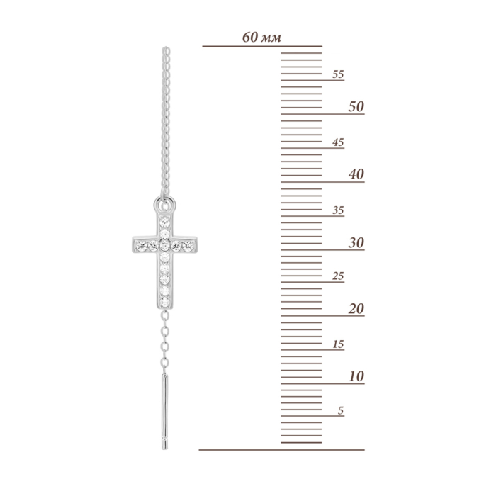 Срібні сережки-протяжки з фіанітами.Артикул UG5SZ028