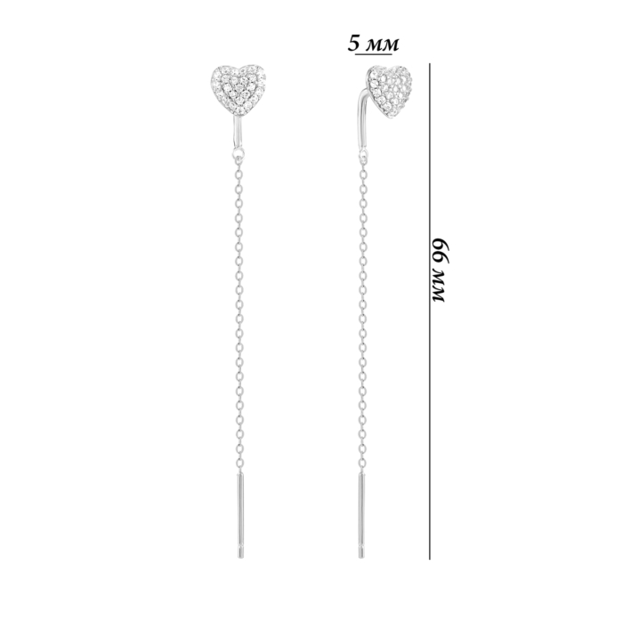 Серебряные серьги-протяжки c фианитами. Артикул UG5JB03480