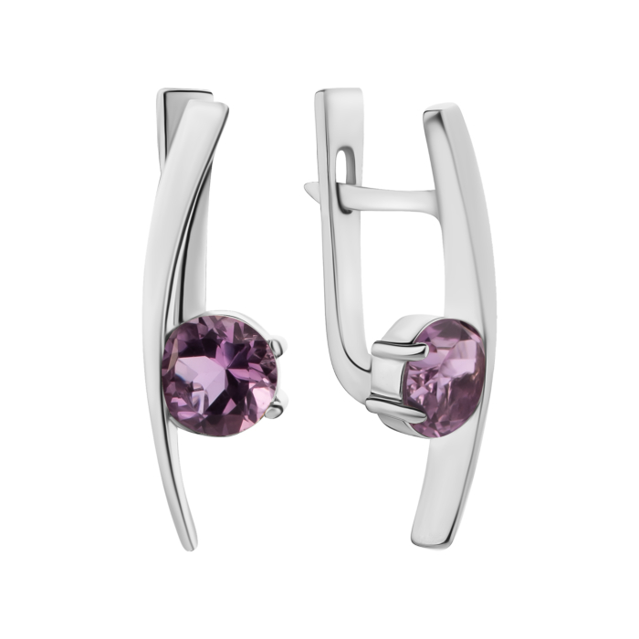 Серебряные серьги с аметистом. Артикул UG5с1274аметRh