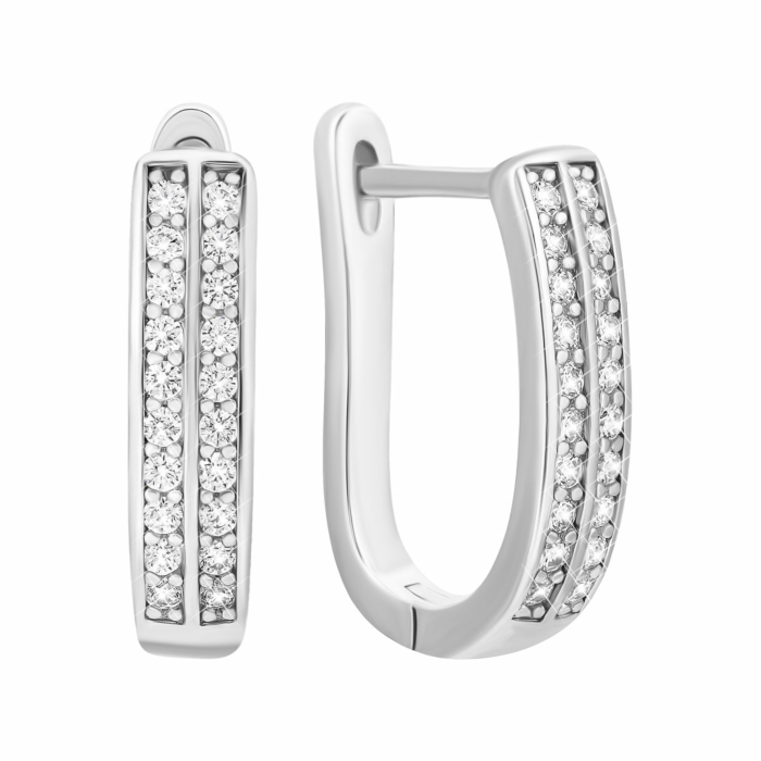 Серебряные серьги с фианитами.Артикул UG5B00045