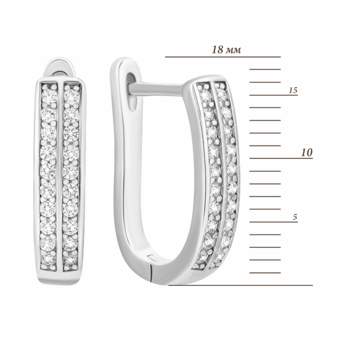 Серебряные серьги с фианитами.Артикул UG5B00045