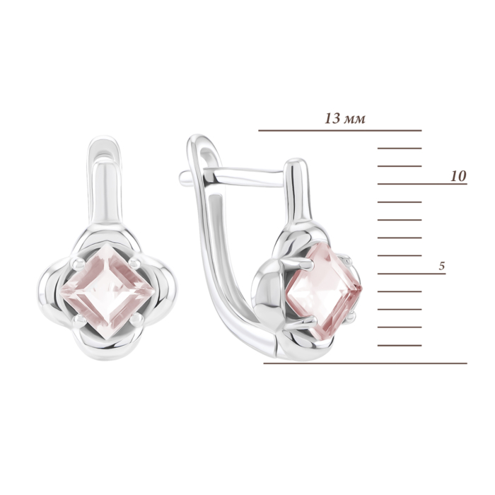 Срібні сережки з рожевим кварцом. Артикул UG5SZDE15361
