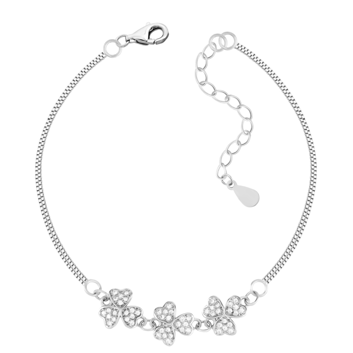 Серебряный браслет Цветы с фианитами. Артикул UG5SZDB05732