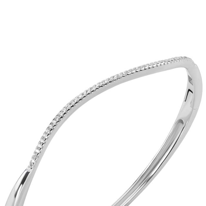 Срібний жорсткий браслет з фіанітами. Артикул UG5PDB70062