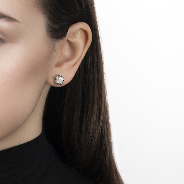 Срібні пусети з фіанітами. Артикул SZDE00395-E/12/1