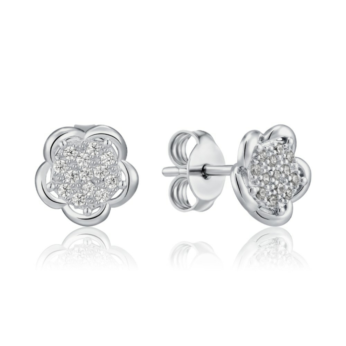 Срібні пусети з фіанітами. Артикул SZDE00395-E/12/1