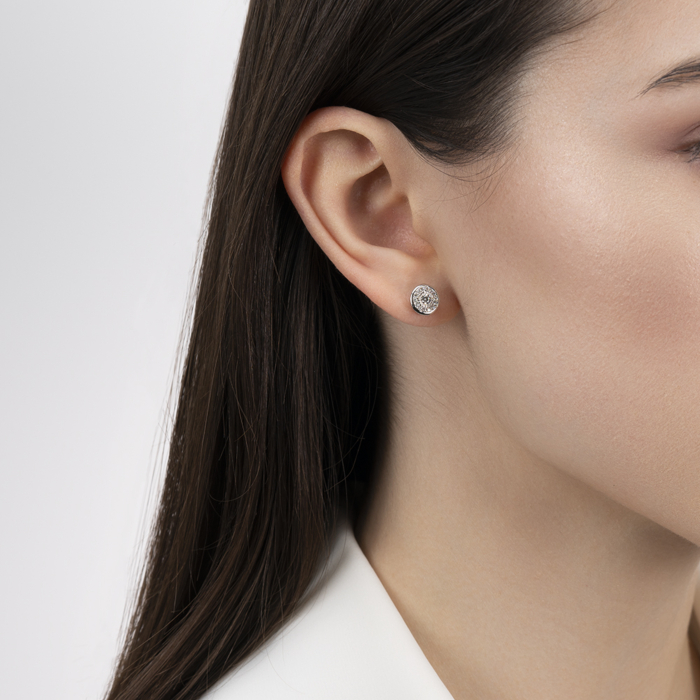 Серебряные пуссеты с фианитами. Артикул SZDE00420-E/12/1