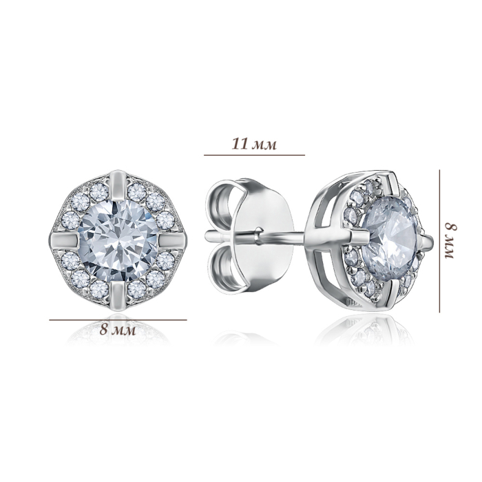 Серебряные серьги с фианитами. Артикул SZDE00422-E/12/1