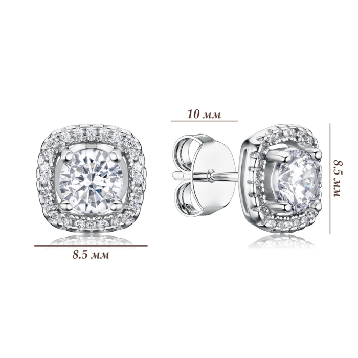 Серебряные серьги-пуссеты с фианитами SZDE00426-E/12/1