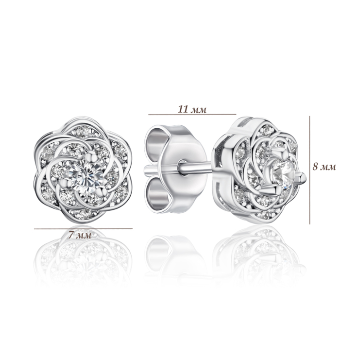 Срібні сережки з фіанітами SZDE00429-E/12/1