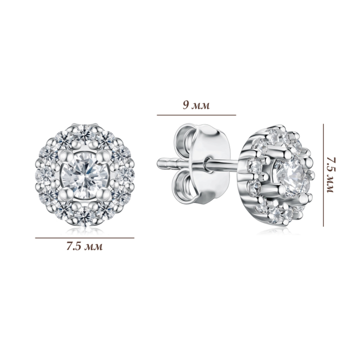 Серебряные серьги-пуссеты с фианитами SZDE00437-E/12/1